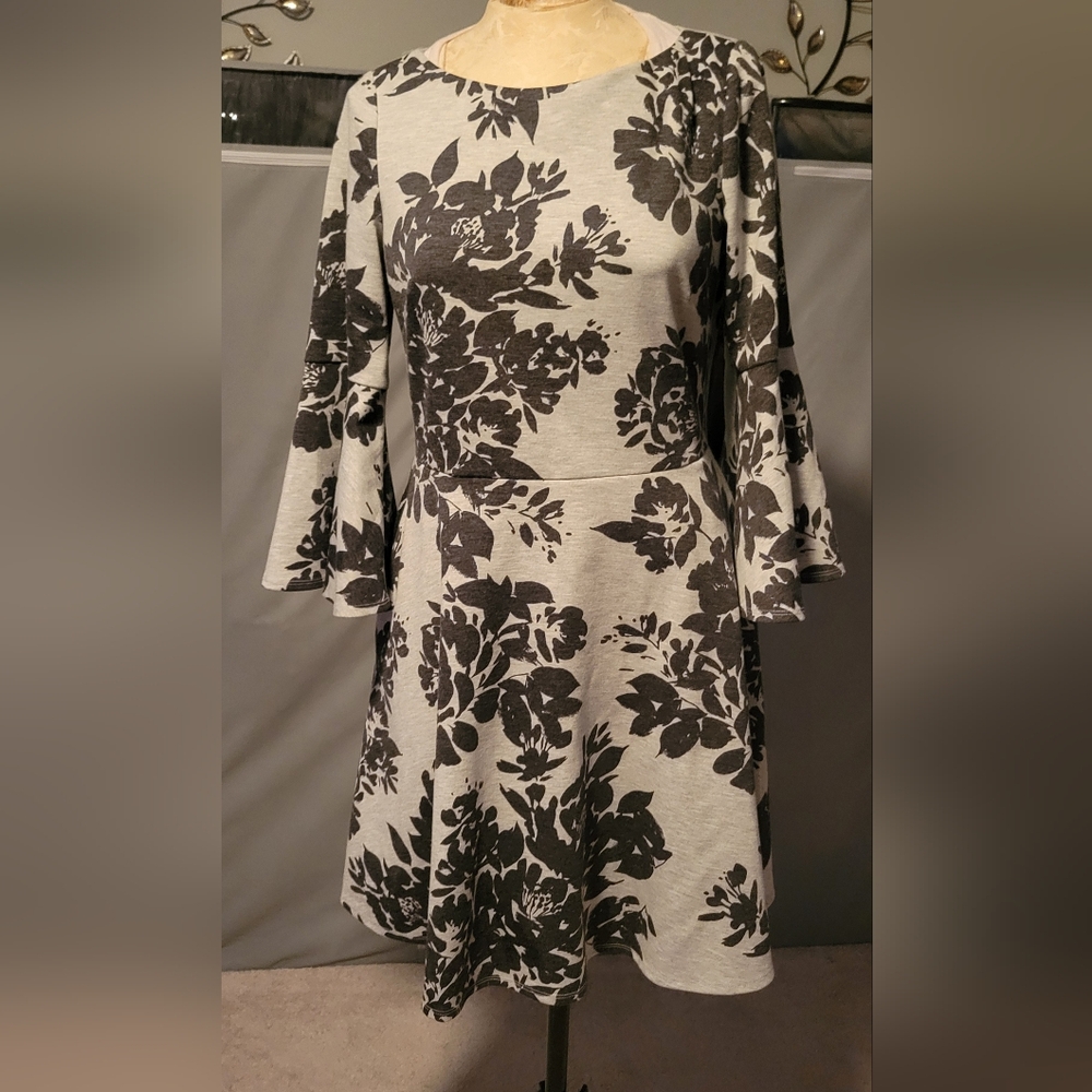 Floral Black and Gray Women's Dress